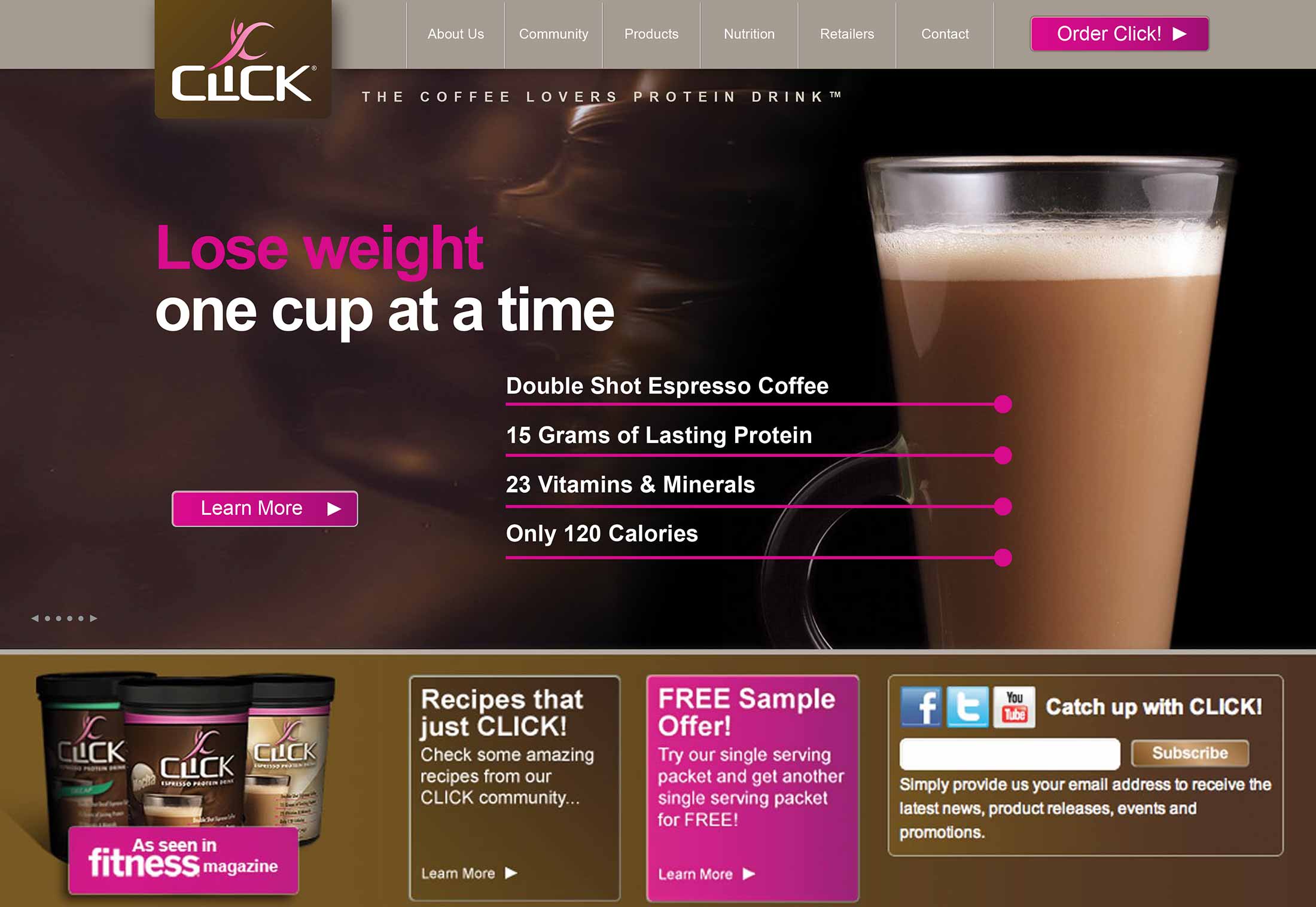 Screen shot of the Click web site by X7 Development LLC