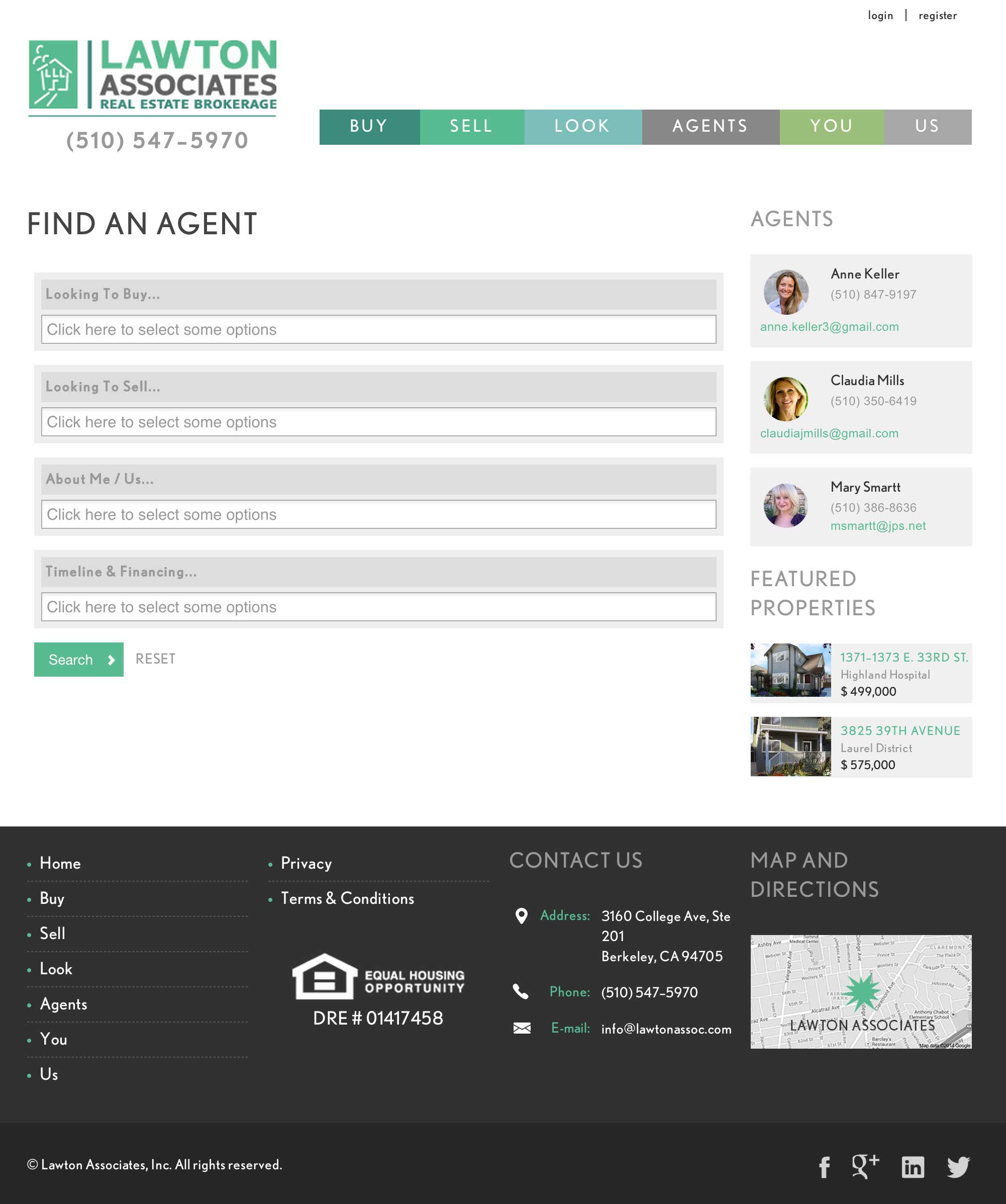 Screen shot of Lawton & Associates 'Find an Agent' plugin by X7 Development LLC.