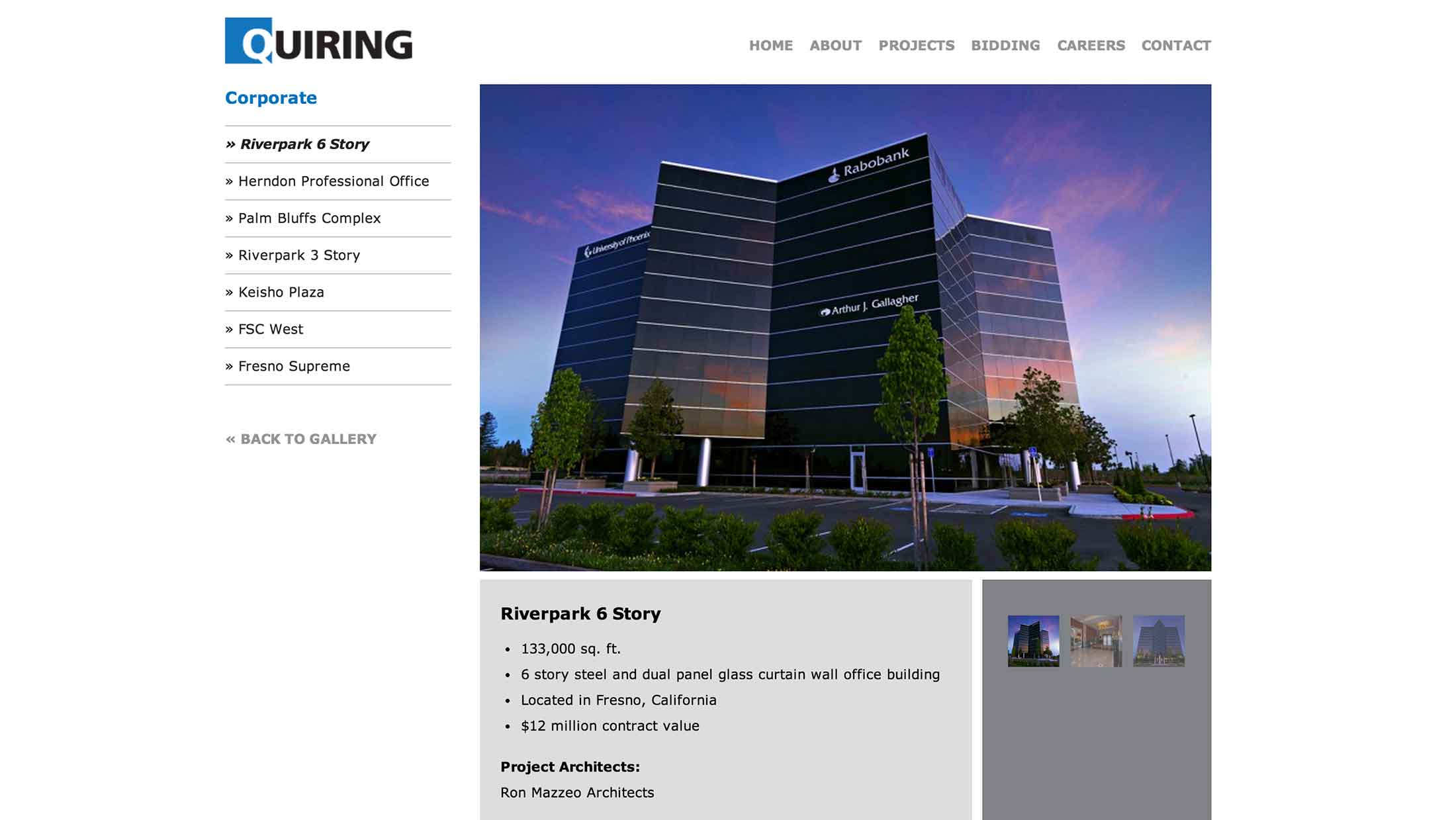 Screen shot of the Quiring Wordpress web site by X7 Development LLC