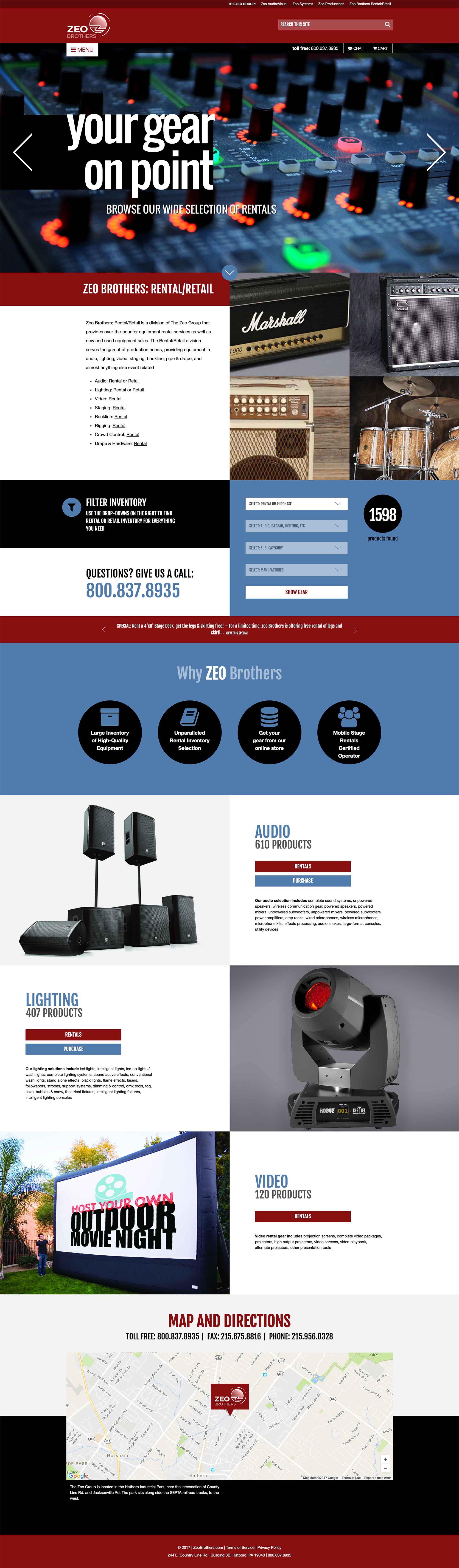 Screen shot of the Zeo Brothers WordPress and WooCommerce web site by X7 Development LLC.